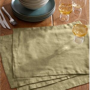 NEW Quince 100% European Flax Linen Placemats Set Of 4 In Aloe Natural